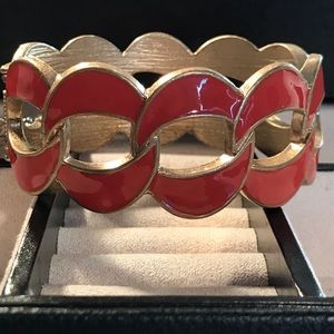 Large Coral Enamel Bracelet